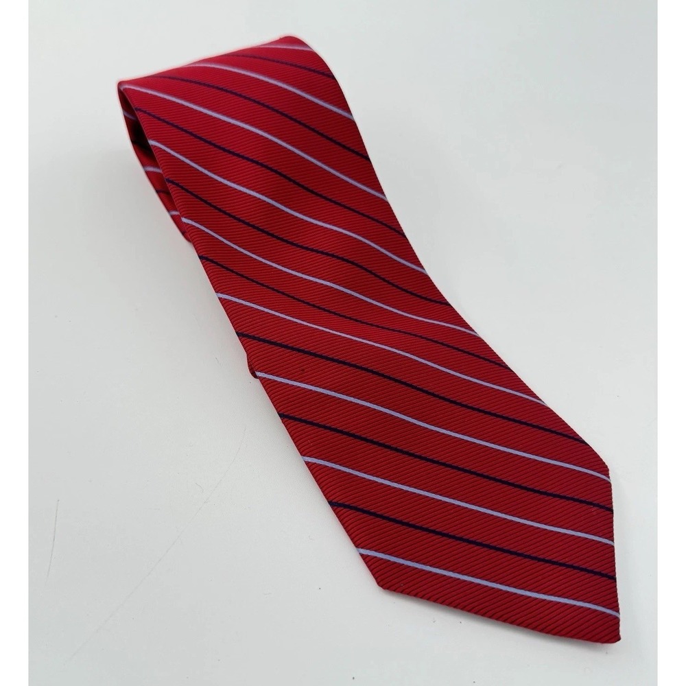 Brooks Brothers Red Rep Stripe 100% Silk Tie 3.75 Classic Wide USA Made 61" Long